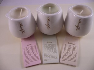 Massagekerzen - Set im Keramikkännchen